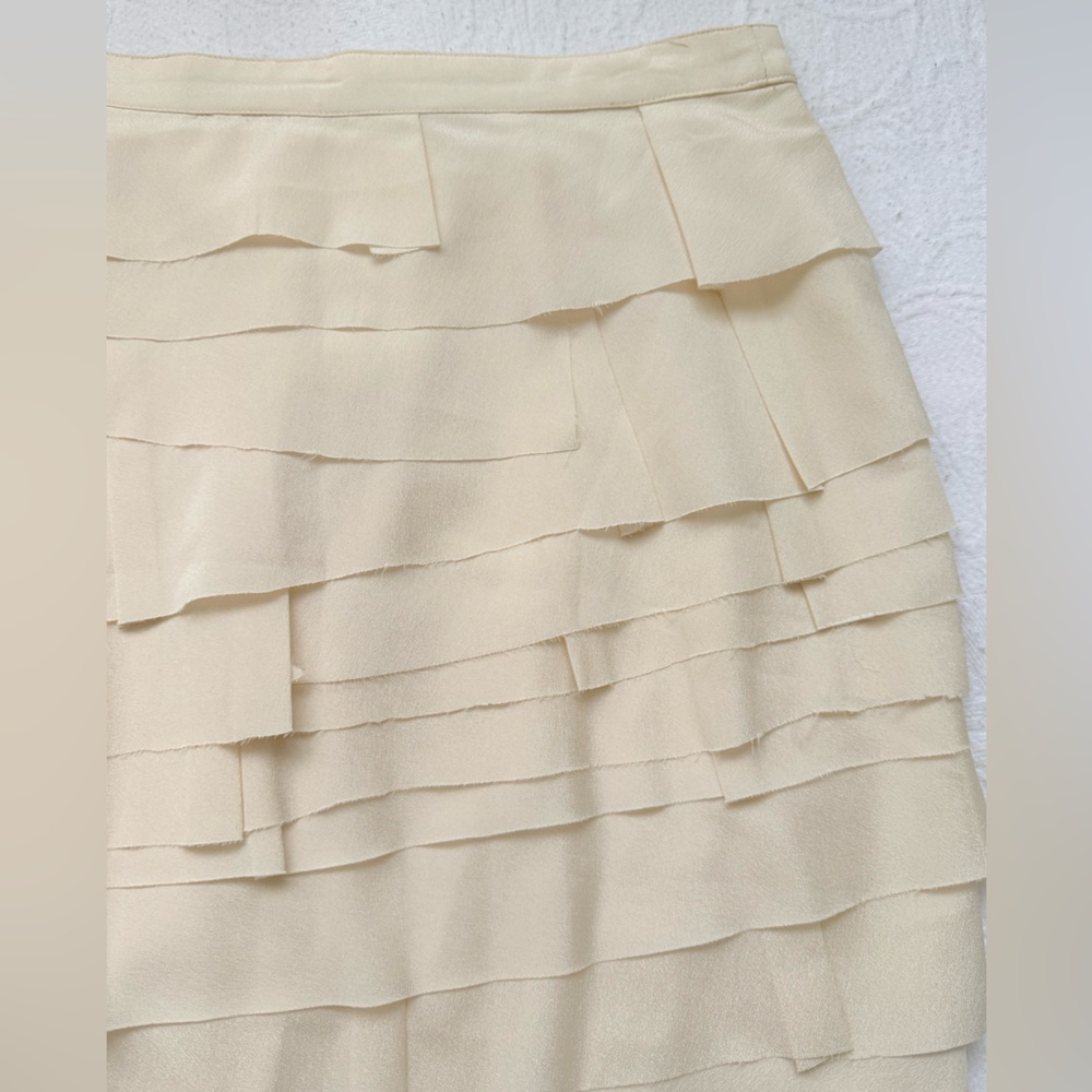 Forever 21 Cream Ruffle Mini Skirt Size L  Y2K Wester Chic Cottagecore Coquette - Picture 9 of 16